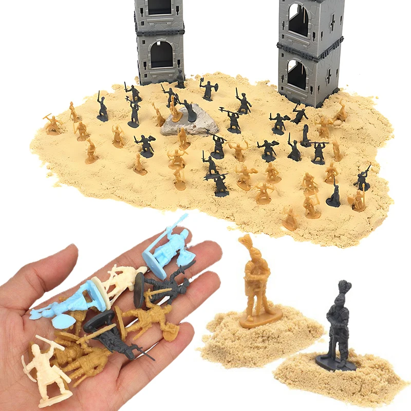 100PCS Ancient Warriors Soldier Miniatures Model 2.7CM Multiple Colors Available War Scene Different Postures Knight Soldier ZYF