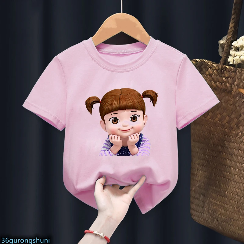 T-Shirt For Girls Cute Kongsuni And Friends Cartoon Print Girls Clothes Fashion Kids Clothes Tshirt For Kids Birthday Gift Shirt