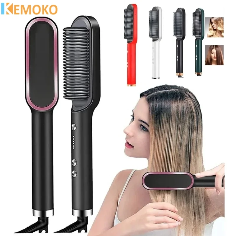 

New Hair Straightener Quick Heated Electric Hot Comb Hair Straightener Professional Mini Negative Ion Hair Care Hairstyle Brush