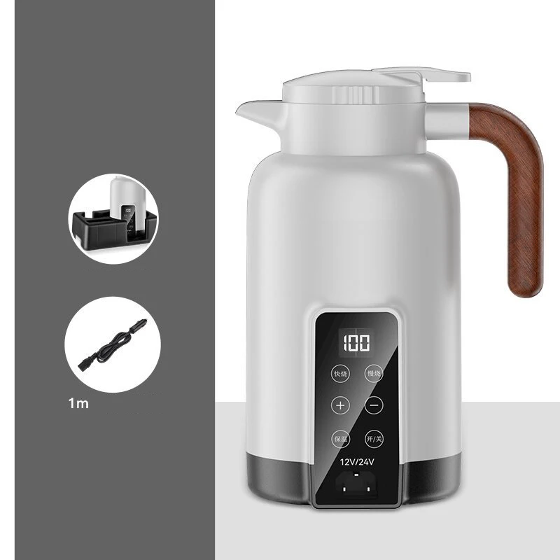 Electric cup 1PC car stainless steel liner heating water cup car water heater thermos 12V/24V intelligent digital display kettle