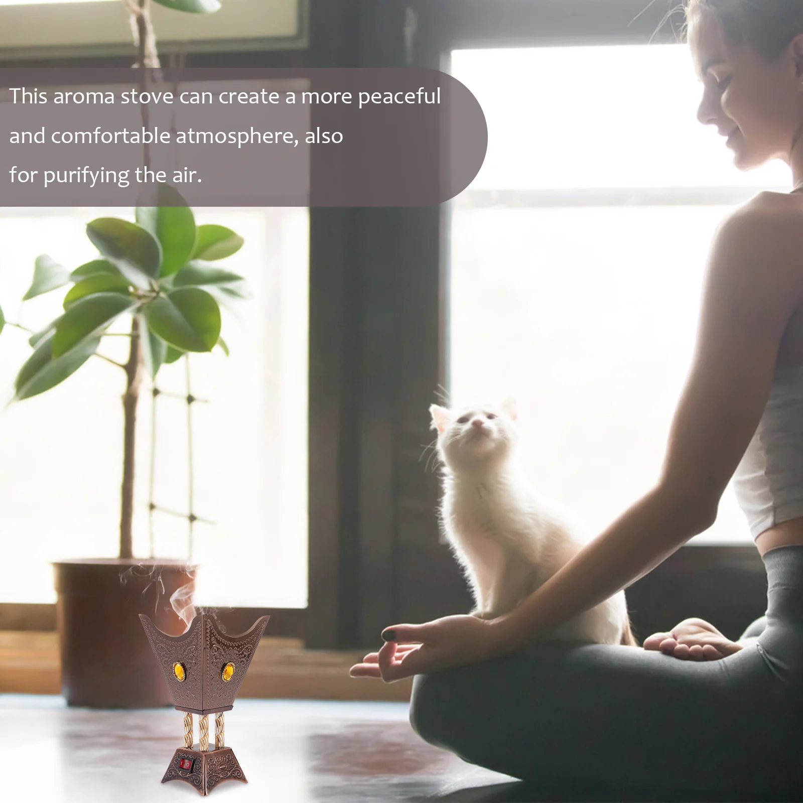 

1pcs Electric Incense Burner Iron Aroma Stove For Home Office Decor Air Purifying Compact Censer Holder Eu Plug