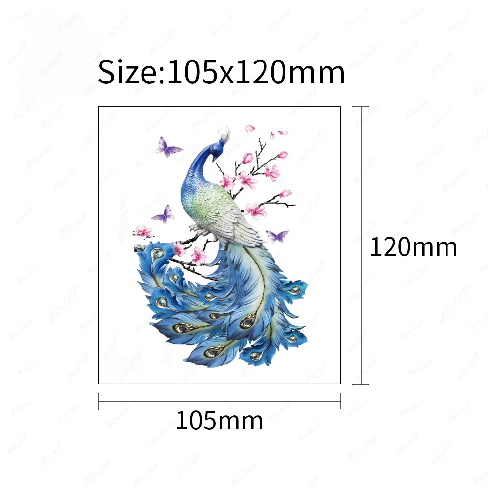 Tattoo Sticker Temporary Sexy Peacock Butterfly Flowers Color Cartoon Arm Hand Chest Makeup Art for Kids Women Men Fake Tatoos