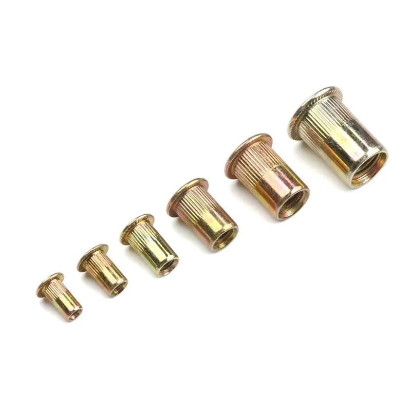 10/20Pcs Galvanized Threaded Rivets Nuts Flat Head Threaded Rivet Insert Nutsert Cap Rivet Nut Set 1/2-13 1/4-20 6-32 8-32 10-24