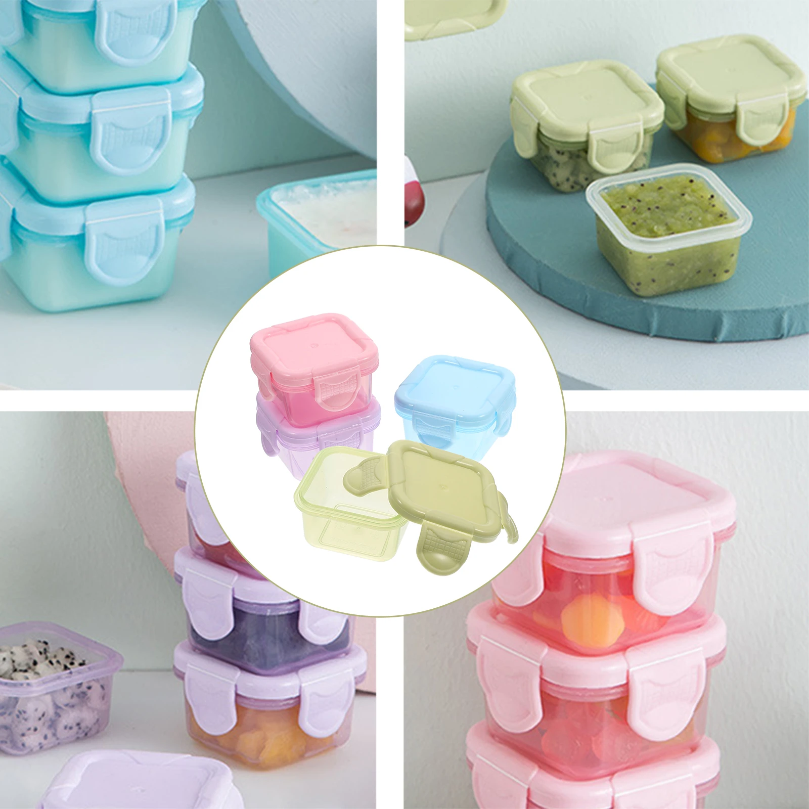 

4pcs Portable Freezer Box Storage Snack Containers Compartment Meal Sealed Canisters Bento Sauce Fruit Kitchen Boxes Dispenser