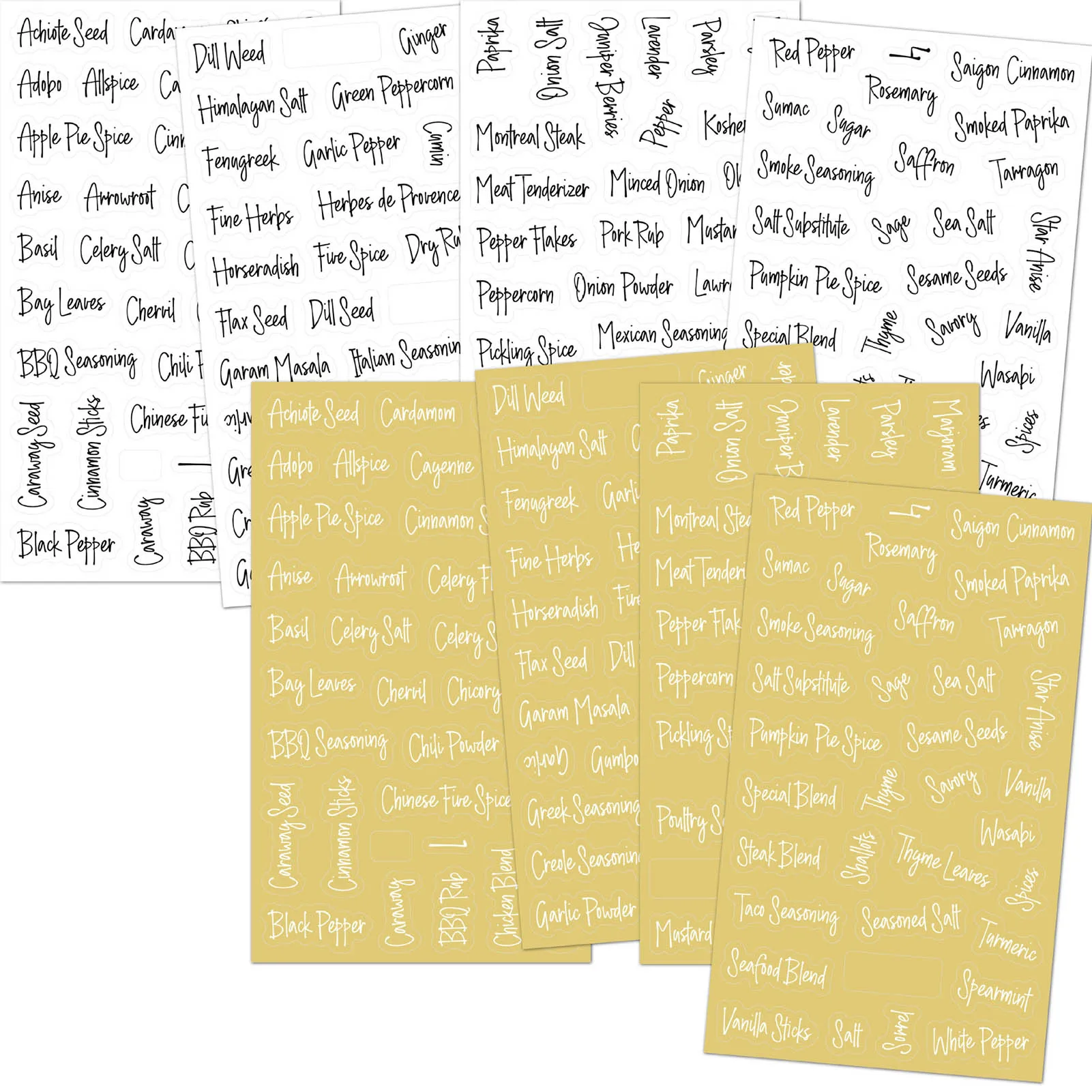 Spice Jar Labels Transparent Waterproof Pantry Stickers for Kitchen Organization, 276pcs Preprinted Seasoning Decals Durable