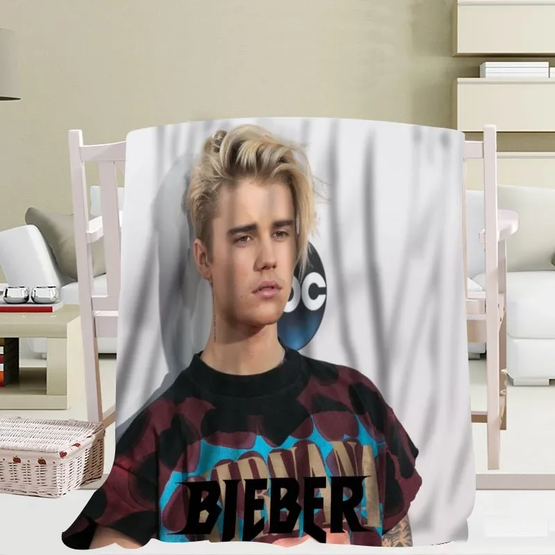 Custom Justin Bieber  Blankets Travel Sofa Coral fleece fabric Blankets Soft Fluffy Warm Sofa Bed Throw Blanket More Size image 4
