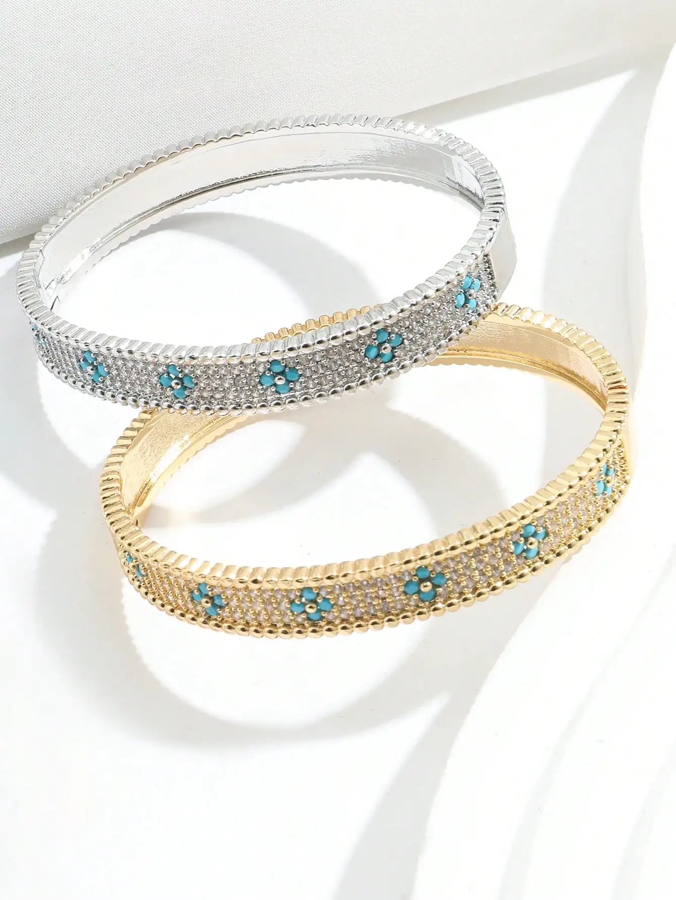1 European and American new Lansondo row full zirconium fashion bracelet ring set
