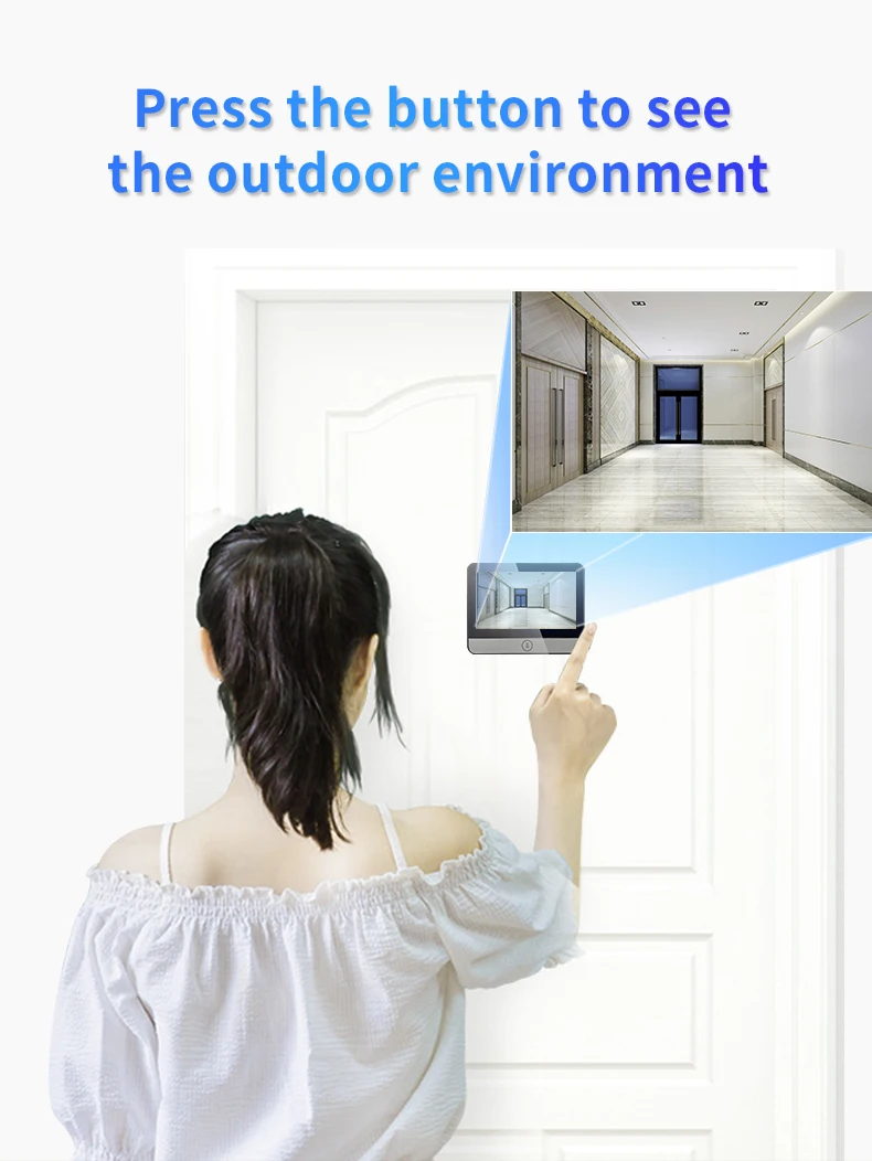 4.3Inch 2MP 1080P S62 Tuya APP Wireless WIFI Doorbell IR Night Vision Motion Detection Video Door Phone Visual Door Viewer