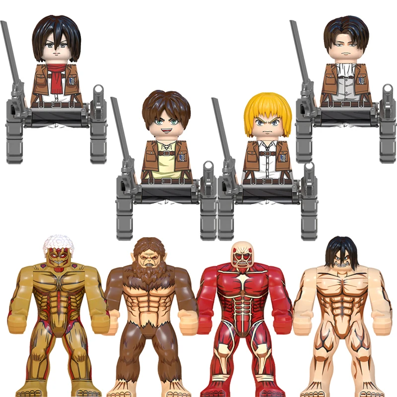 Attack On Titan Building Blocks Eren Jäger Mikasa Levi Armin The Armored Titan Action Figures Bricks Assemble Toys Gifts