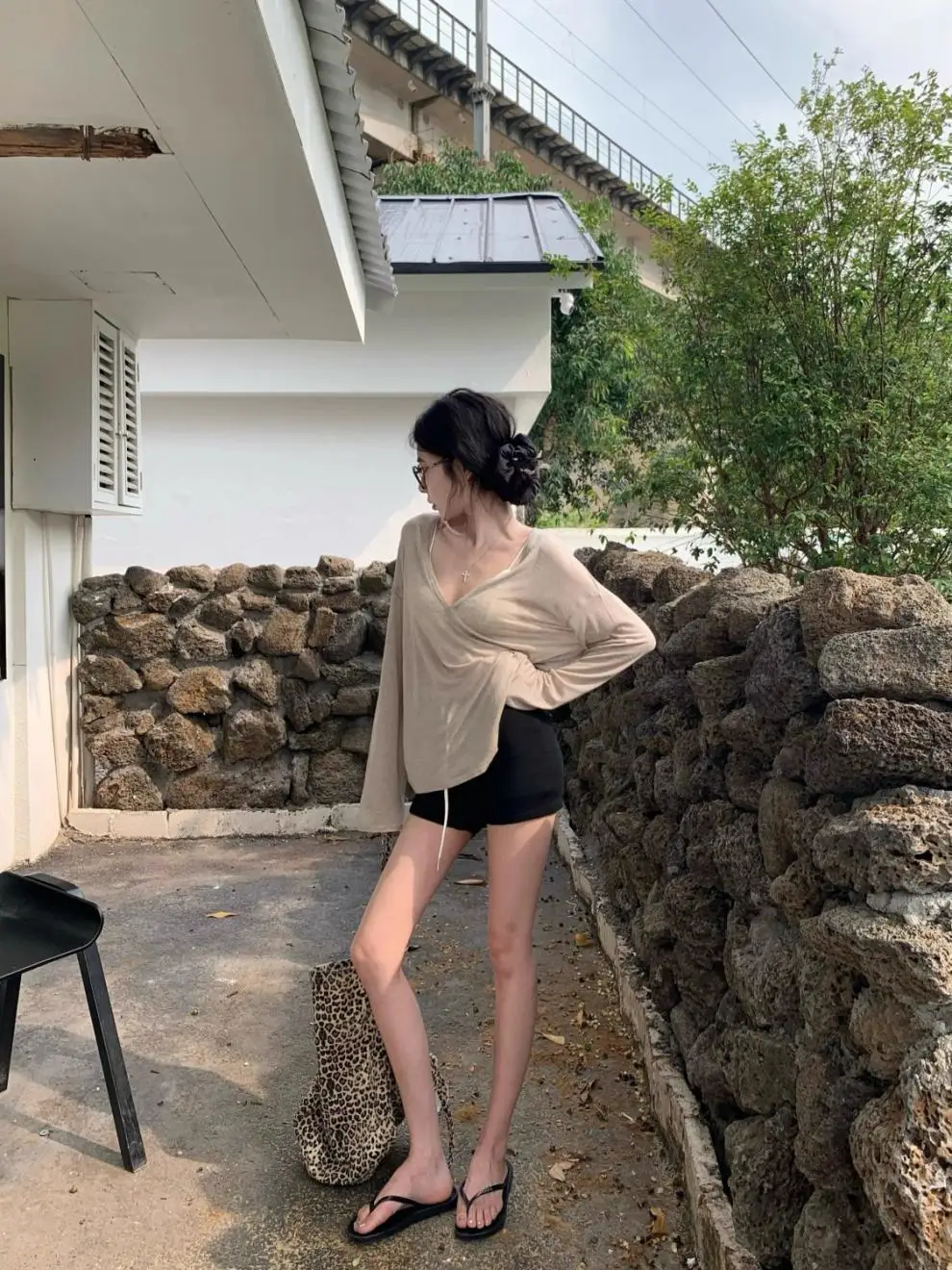 Thin Perspective Long Sleeved T-shirt for Women's Summer Loose Casual Korean Base Sun Protection Cover Up Top for Women