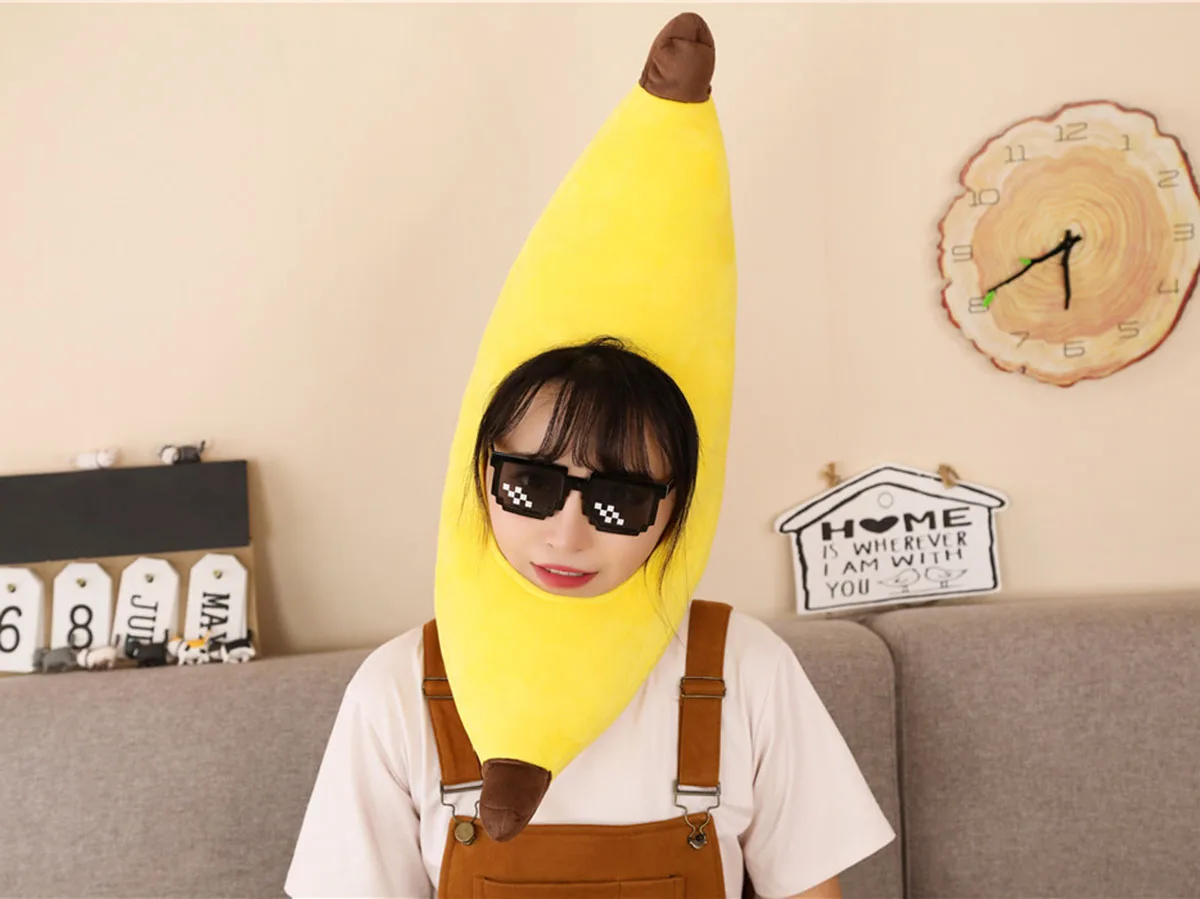 

Christmas Festival Costume Caps Kids Adults Unisex Funny Banana Hat Yellow Novelty