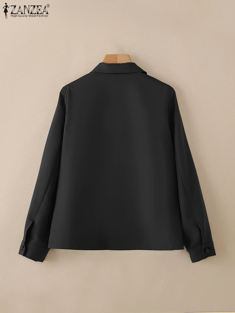 ZANZEA 2025 Herfst Lange Mouw Jassen Vrouw Casual Turn-Down Kraag Cargo Bovenkleding Werkkleding Zakken Effen Kleur overshirts