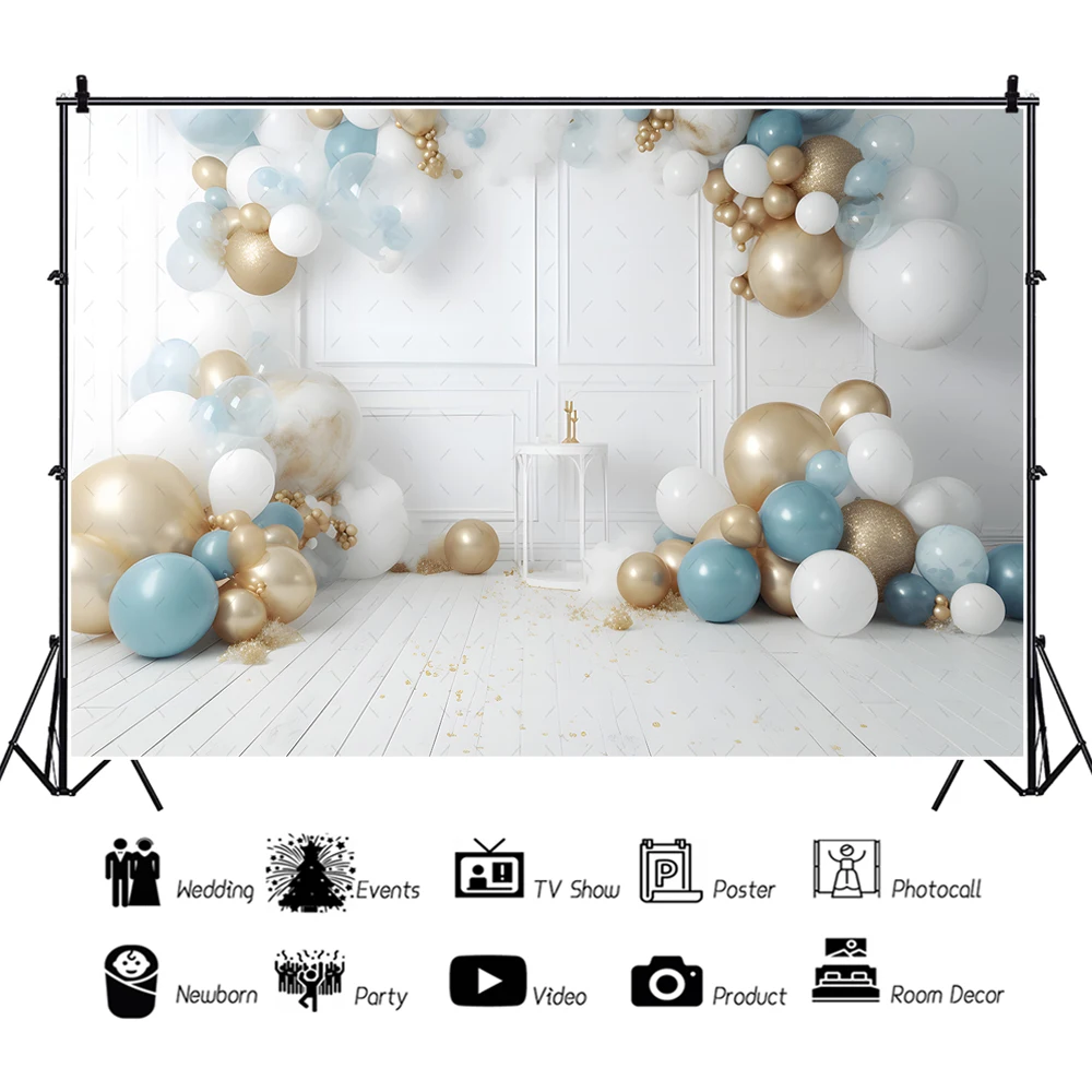 ทารกแรกเกิดเด็กชายและเด็กหญิงวันเกิดบอลลูนตกแต่งพื้นหลังอุปกรณ์ถ่ายภาพไวนิลโปสเตอร์รูปภาพสตูดิโอถ่ายภาพ
