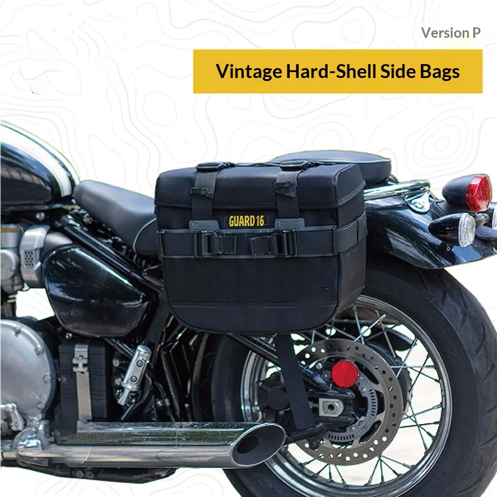 For Retro Motorcycle Hard Shell Waterproof Saddlebag Quick Release Vintage Side Bag 20-25L No-Drill Accesorios Moto