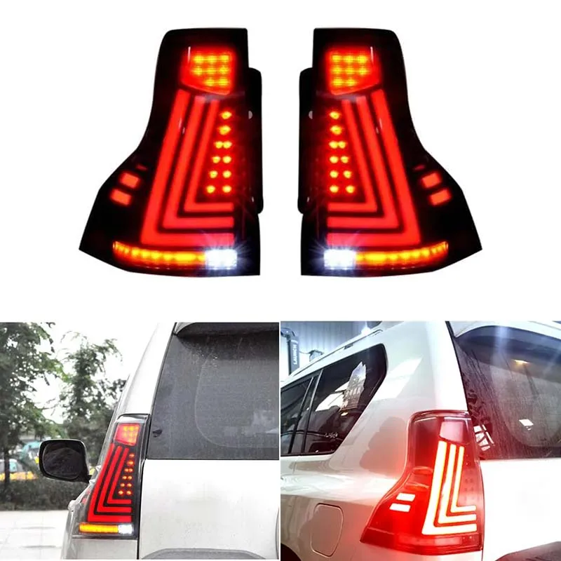 1 Pair LED Tail Light Assembly for Toyota Prado 2013-2017 with Start Animation DRL Rear Lamp Taillight Driver and Passenger Side