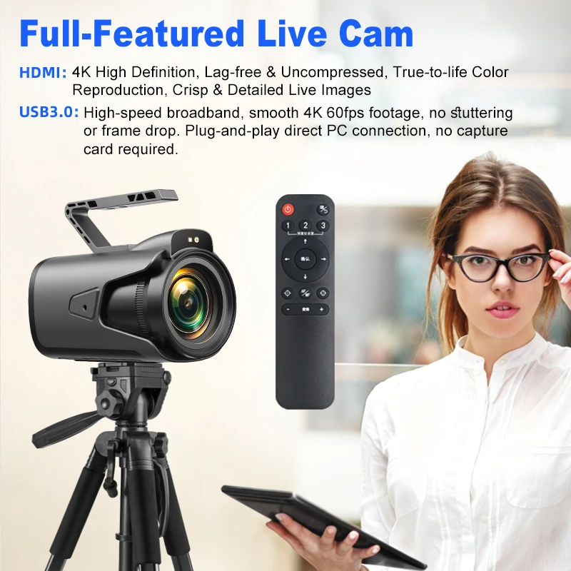 Moertek 4K Live Streaming Camera Optical Zoom 4/3