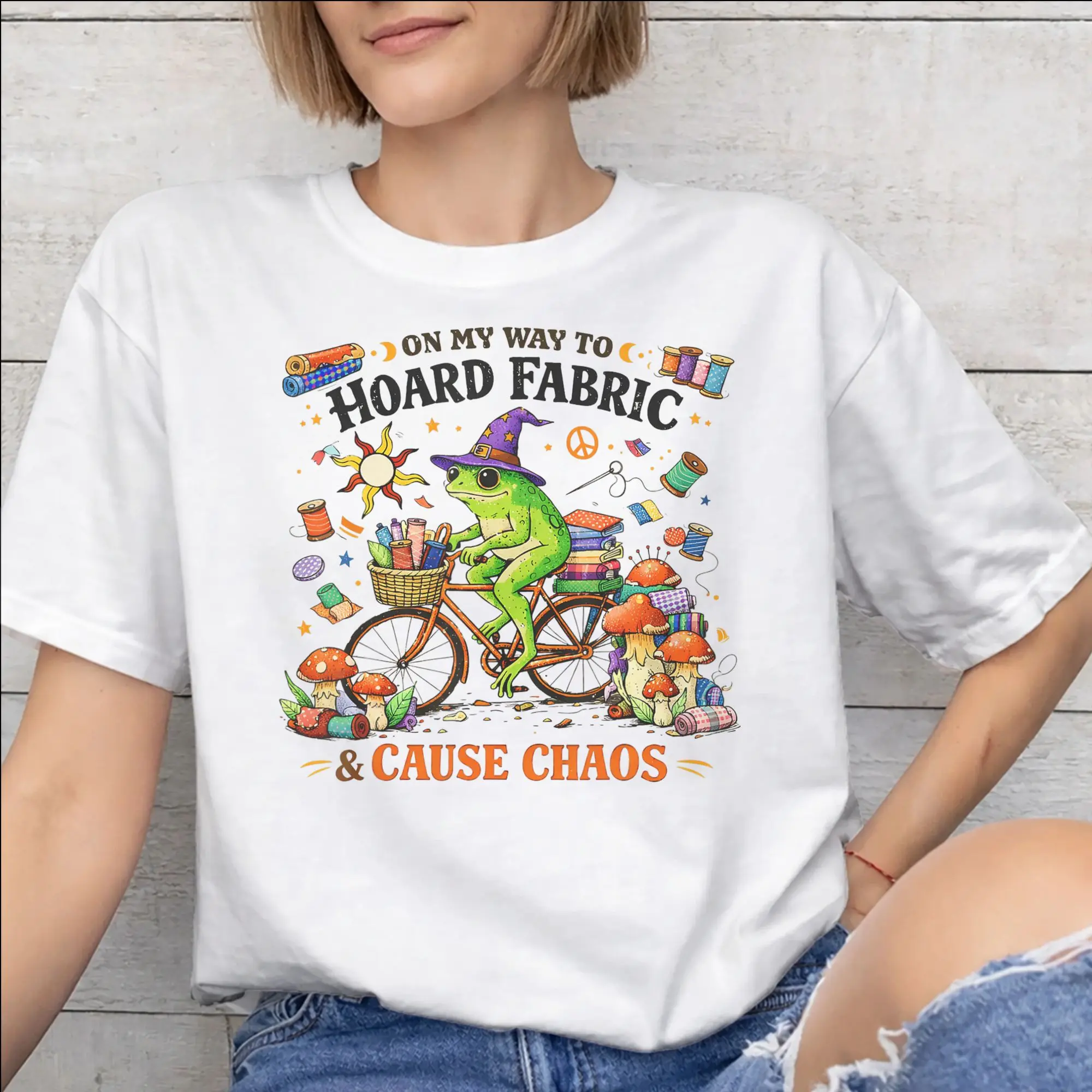 Men Women Graphic Print On My Way to Hoard Fabrics and Cause Chaos  Tee T Shirt Pure Cotton  T-shirts Clothing
