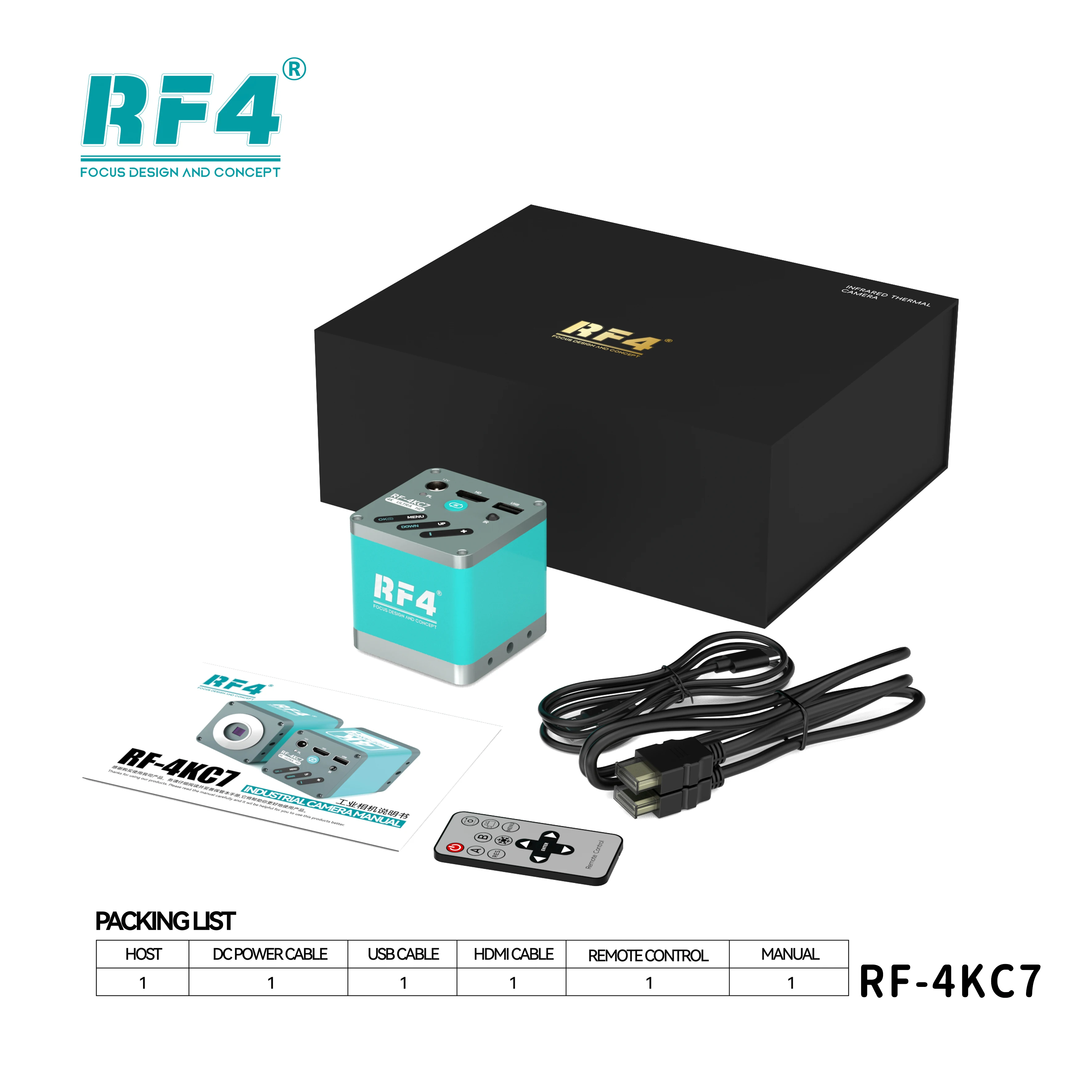 Recentemente RF4 RF-4KC7 fotocamera per microscopio industriale 4K a campo grande HDMI 1080P HD pixel 60FPS può scattare foto/registrare Video