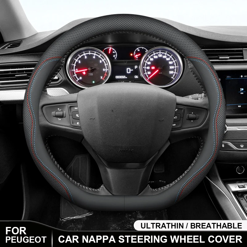 

For Peugeot 106 107 207 208 307 308 406 408 507 607 2008 3008 4008 5008 GT RCZ Rifter Car Leather Steering Wheel Cover Non-slip