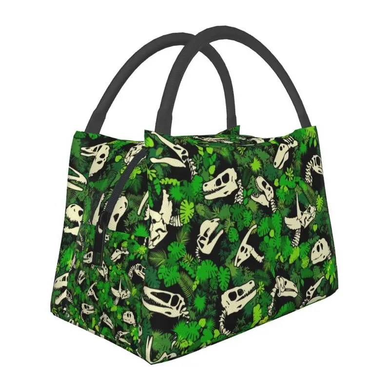 

Fossils Dinosaur Skull Jungle Pattern Insulated Lunch Bags for Women Thermal Cooler Food Lunch Box Outdoor Camping Travel