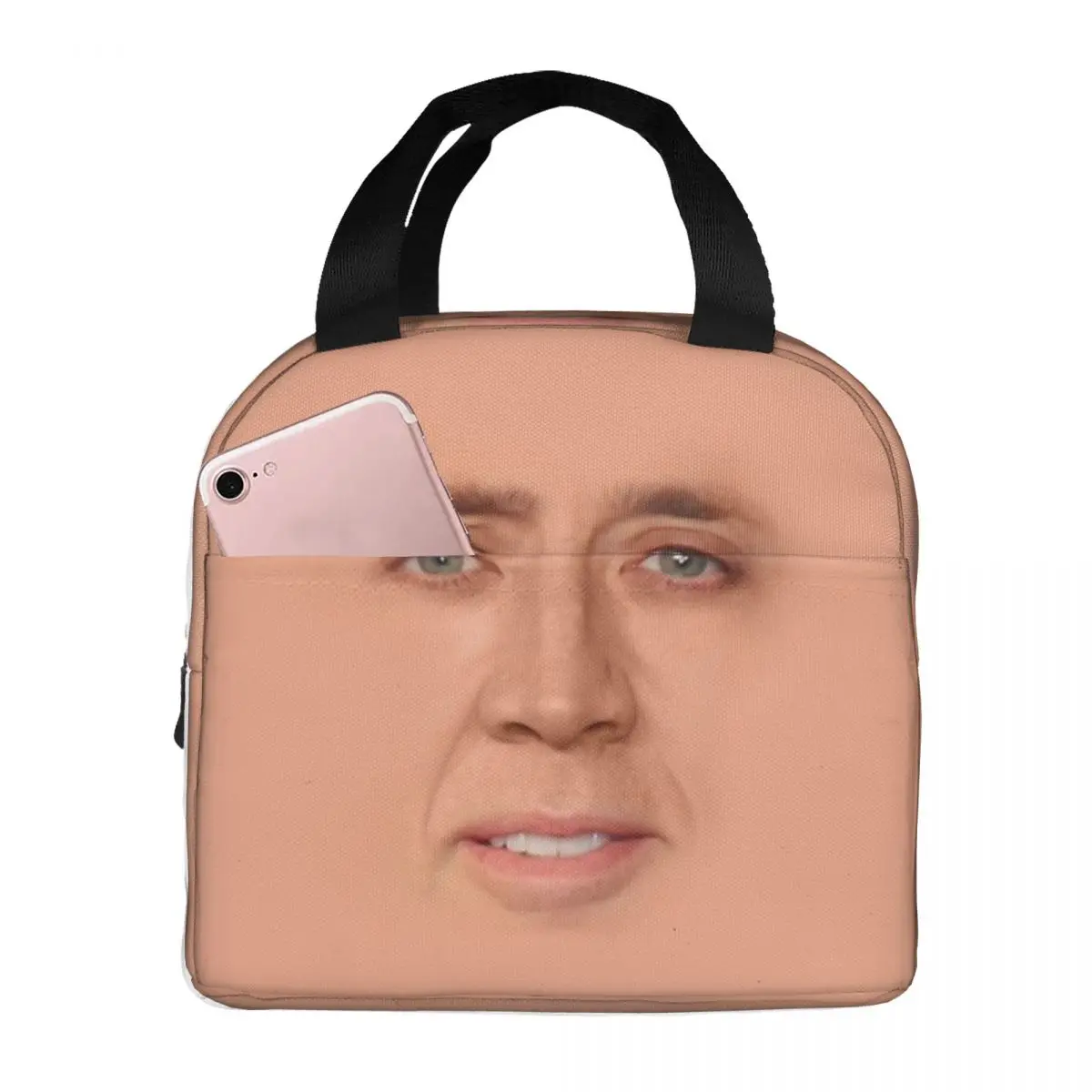 

Nicolas Cage Face Insulated Lunch Bags Portable Reusable Cooler Bag Tote Lunch Box Office Travel Girl Boy