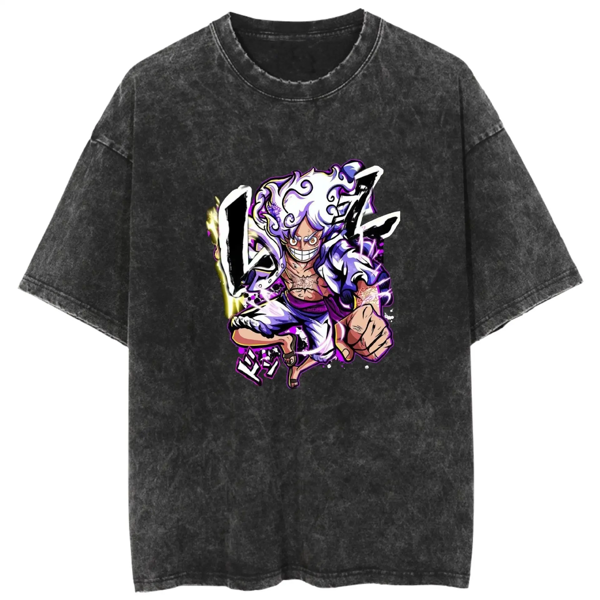 

Dragon Ball GT Gogeta Super Saiyan 4 & Goku X100 Kamehameha Fiery Silhouette Vintage Washed Anime Print T Shirt Men