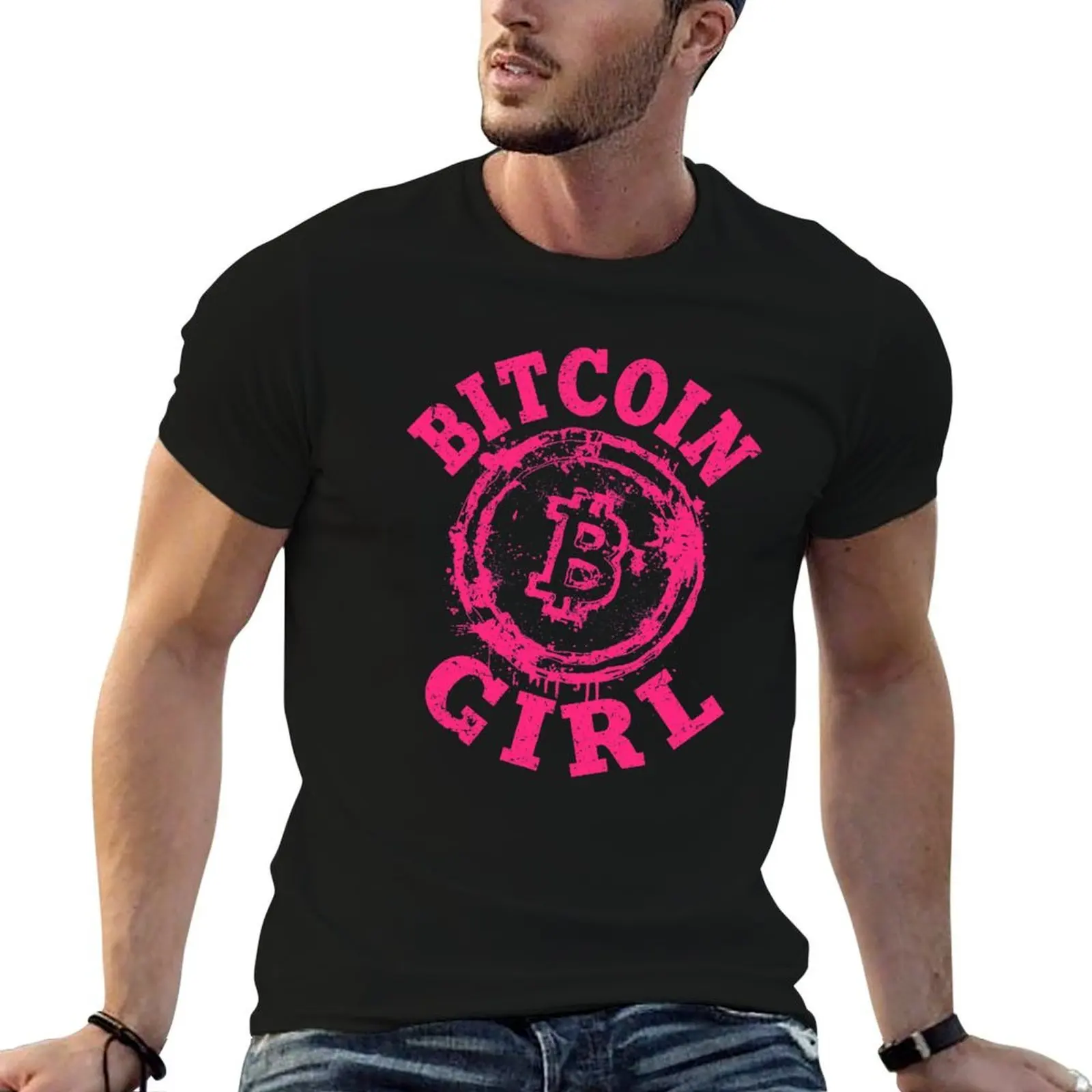 

Bitcoin Girl T-Shirt man t shirt summer men t shirt cotton 100% T-Shirt