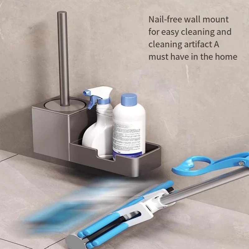 Punch-Free Toilet Brush Holder, With Shelf, Household Toilet Brush Without Dead Corners, Bathroom