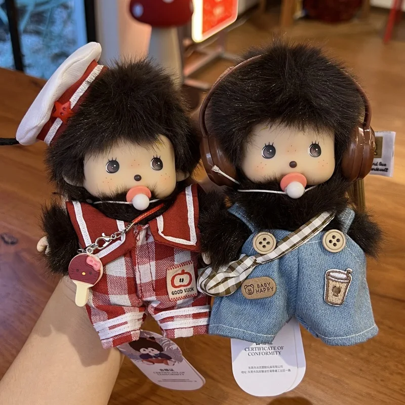 متوفر في المخزون لعبة دمية Monchhichi فستان عصري لطيف تمثال أنيمي سطح المكتب الحلي حقيبة فتاة قلادة الديكور هدية عيد ميلاد