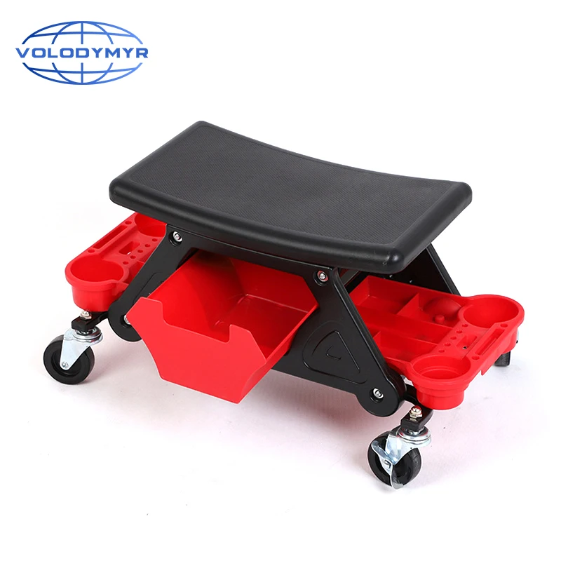 

Car Grooming Work Stool Polishing Working Bench Tools Storage Waxing Work Trolley Chair Movable Seat Garage Car Cleaning