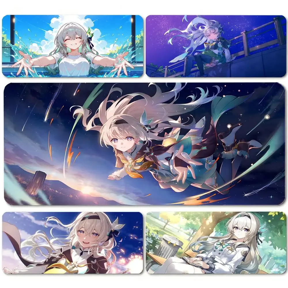 game Honkai: Star Rail Firefly Mouse Pad MousePad Stitched Edge Waterproof Desk Mat Anti-Slip Rubber Base for PC Laptop Gaming