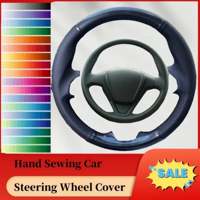 

DIY устойчивый к истиранию дышащий чехол на руль из углеродного волокна из натуральной кожи для Ford Fiesta 2008-2013 Ecosport 2013-2016