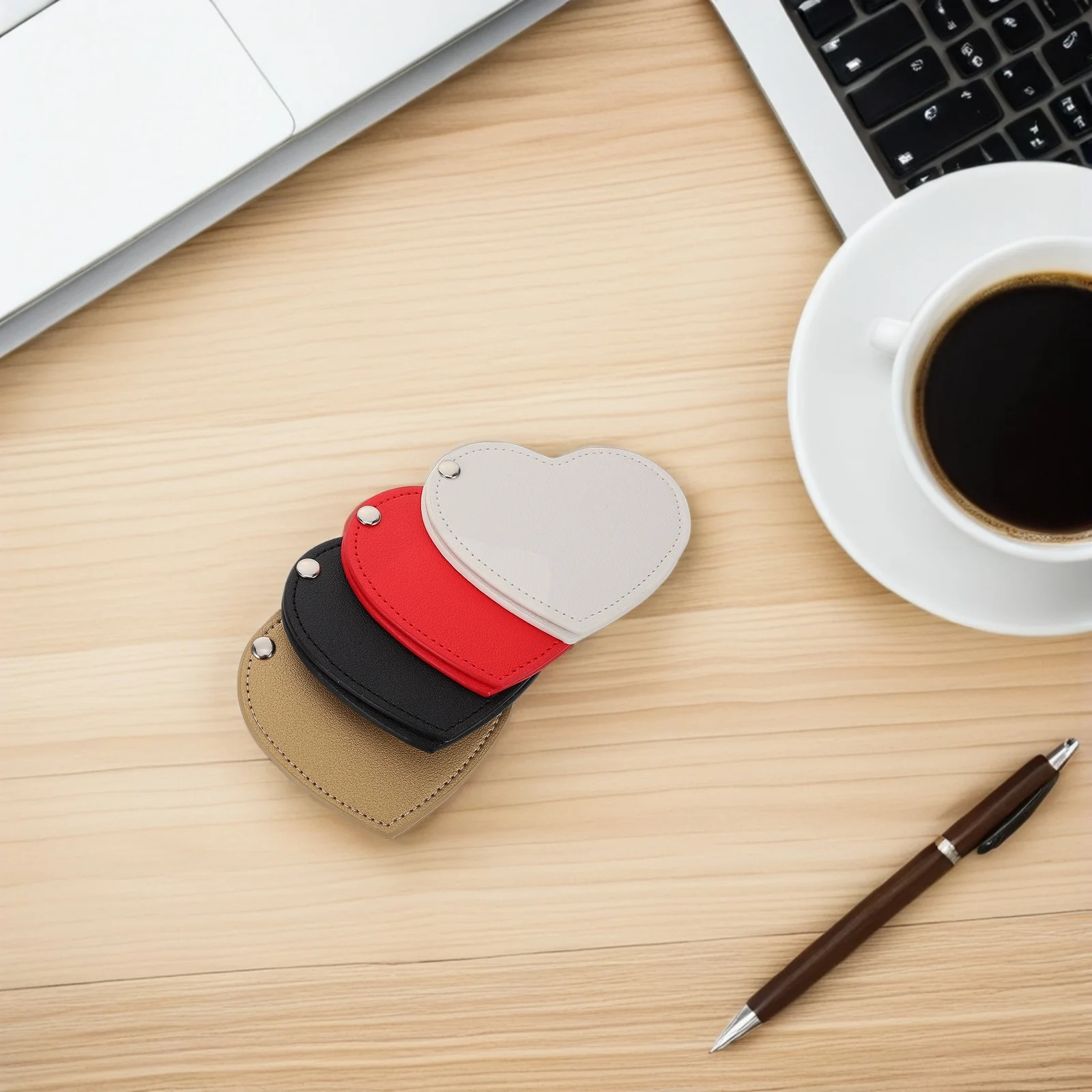 

4pcs Heart Shaped Mini Purse Mirrors Stainless Steel Compact Pocket Unbreakable Portable Makeup Mirror For Women Travel