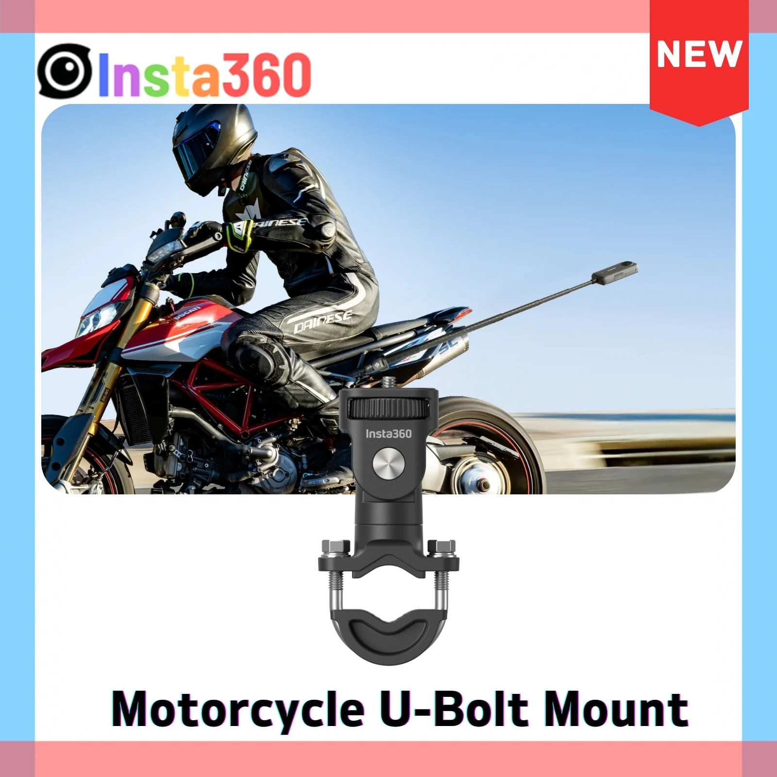 Insta360 X4 Motorcycle U-Bolt Clamp Mount Motor Cycling Backseat Bar Clip For Ace Pro X3 One RS X2 Original Sport Accessory