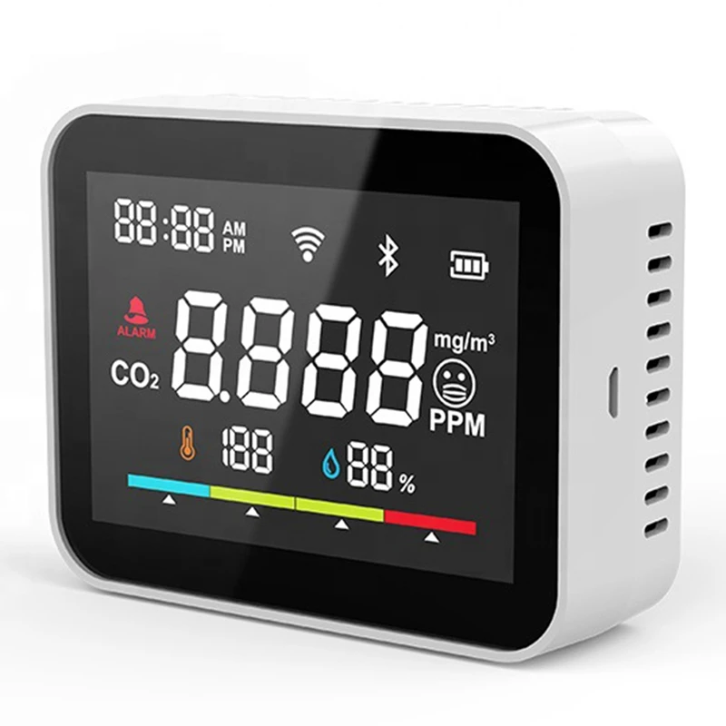 Tuya Co2 เครื่องตรวจจับไดออกไซด์ WIFI CO2 Monitor Meter Co2 Sensor Tuya ในร่มเรือนกระจกการเกษตร Air Humiture Sensor