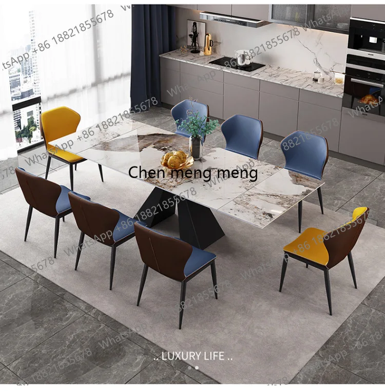 

Slate Dining Table Rectangular Extendable 8-10 People Nordic Italian Style Light Luxury Long Dining Table