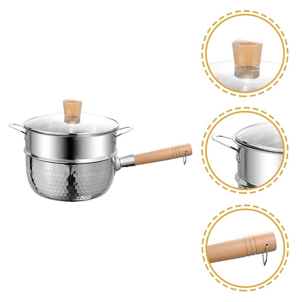 

1 set 1 Set Stainless Steel Double Layer Soup Household Non-Stick Cooking Pot For Noodles Pasta Milk Fried Soup Steamer Included