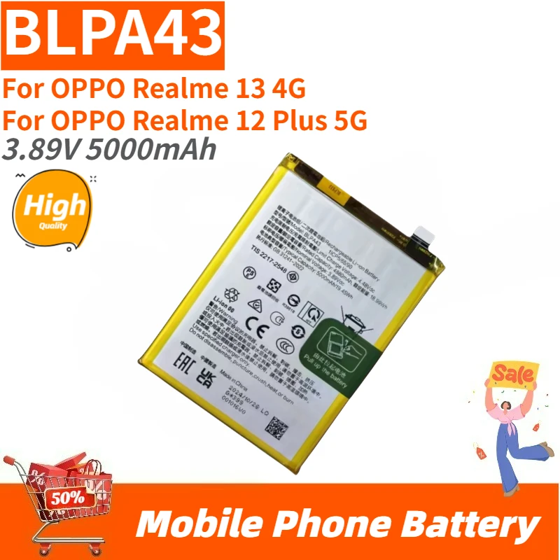 

High Quality BLPA43 Phone Battery 3.89V 5000mAh For OPPO Realme 13 4G OPPO Realme 12 Plus 5G Brand New Replacement Battery