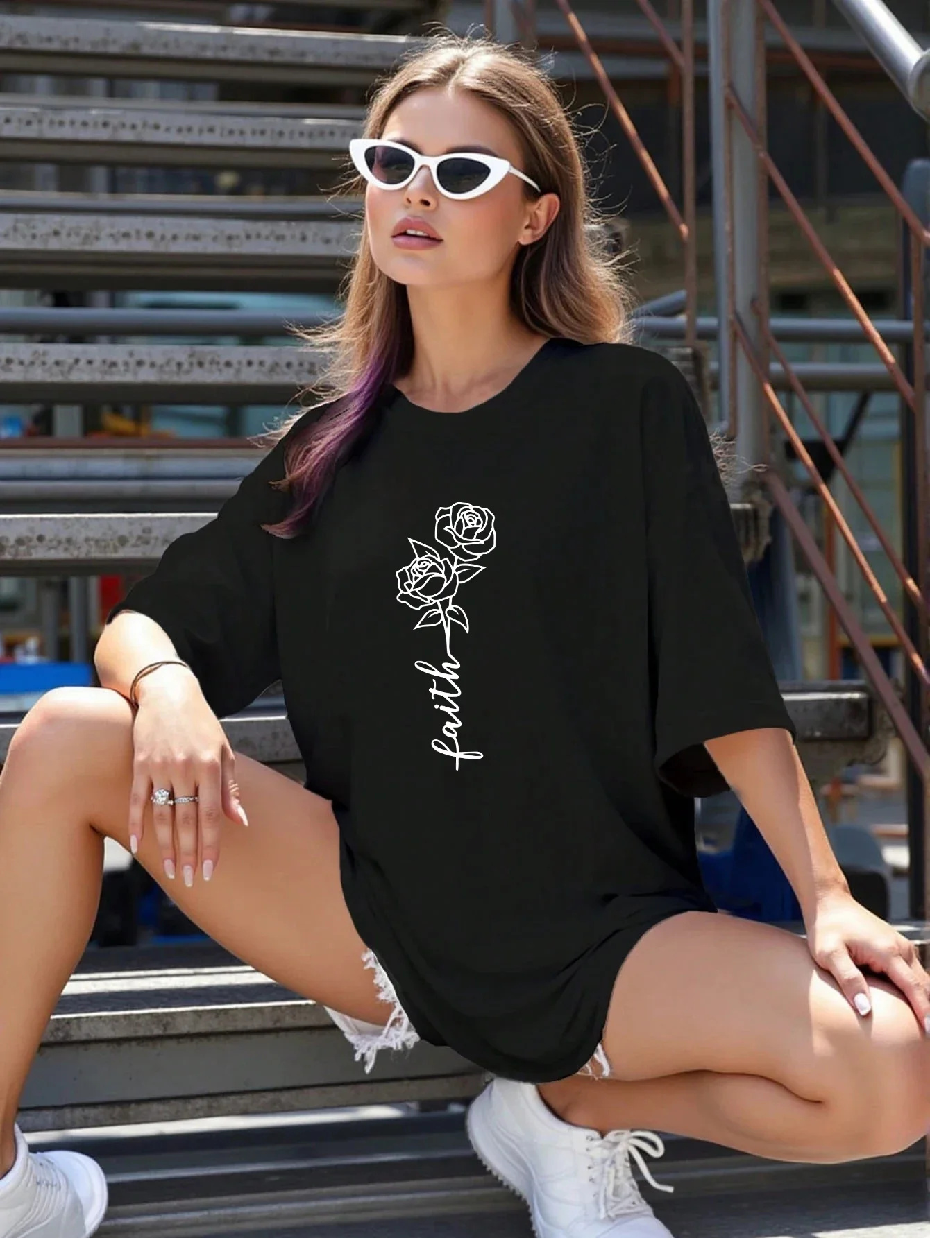 Quality Womens T-shirt Printing Cotton Casual Short Sleeve Outdoor Sports Jogging Woman Clothing Summer Loose Streetwear Tees