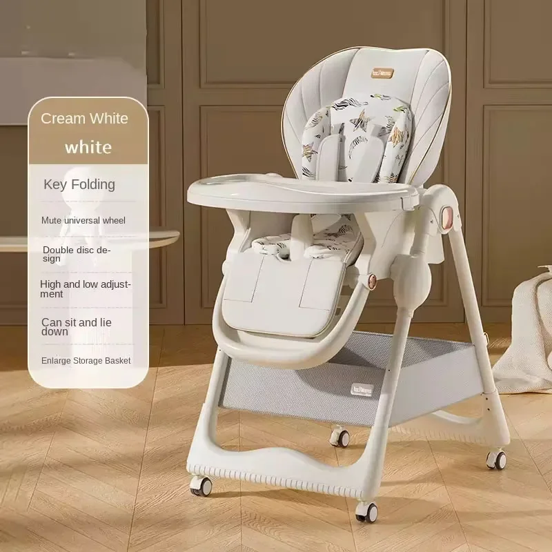 Folding Children's Dining Chair Multifunctional Portable Home Eating High Chair with Wheels Baby Dining Table and Chairs