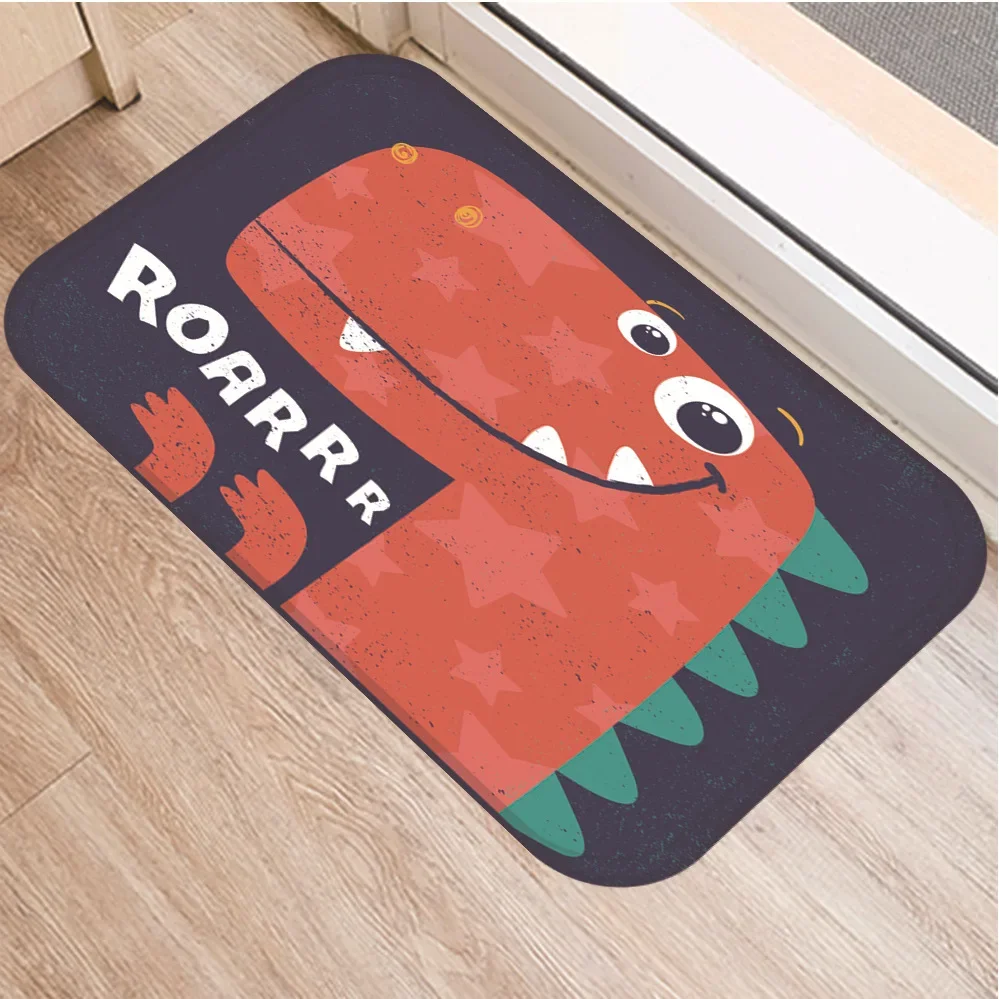 Cute Cartoon Dinosaur Print Floor Mat Animals Carpet Soft Flannel Doormat Rugs for Bedroom Living Room Door Floor Hallway Mats