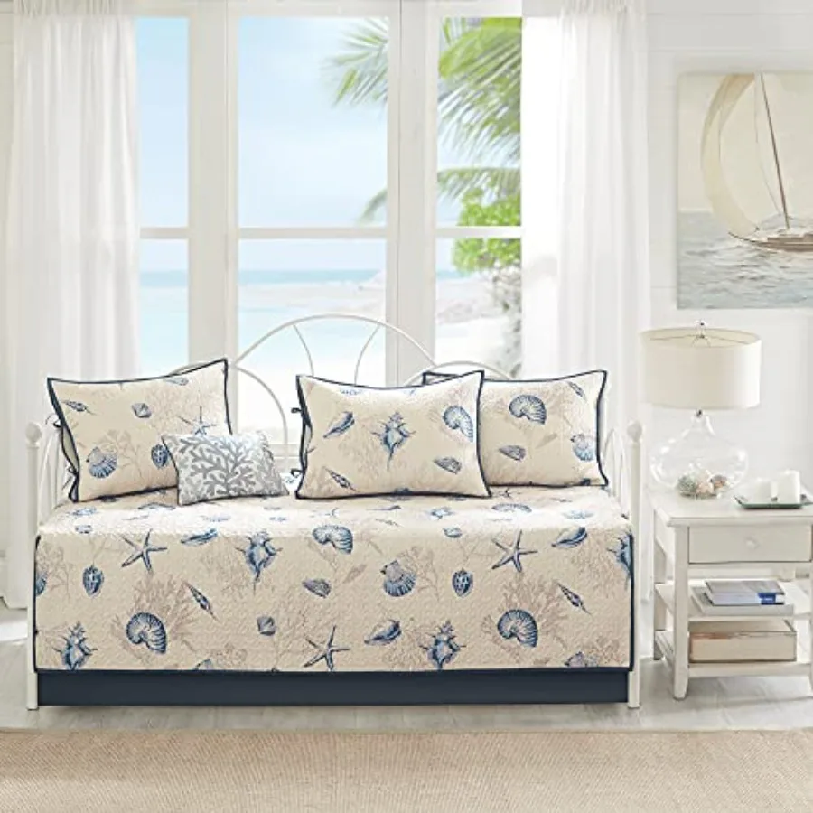 

Daybed Cover Double Sided Quilting Casual Design All Season Bedding Set with Bedskirt, Matching Shams, Decorative Pillow, 75 in
