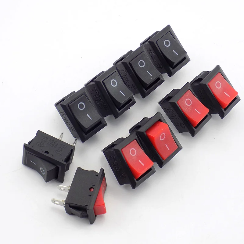 5pcs Switchgear 2 Pin 2 On-off  Boat Rocker Switch Push 6A/250VAC 10A 125VAC Button for Car Dash Dashboard Truck RV ATV Home