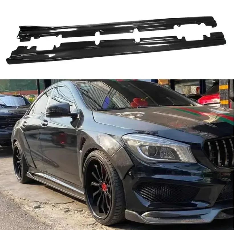 Body Skirt For Mercedes-Benz CLA W117 180 200 220 260 CLA45 2013-2019 Side Body Skirts Kit lip Cover Carbon Fiber