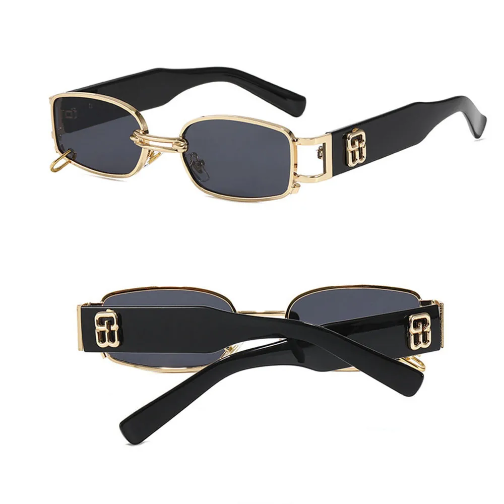 

Винтажные квадратные солнцезащитные очки с металлическим кольцом, женские роскошные дизайнерские забавные солнцезащитные очки для мужчин, бренд Oculos UV400 2024, бренд