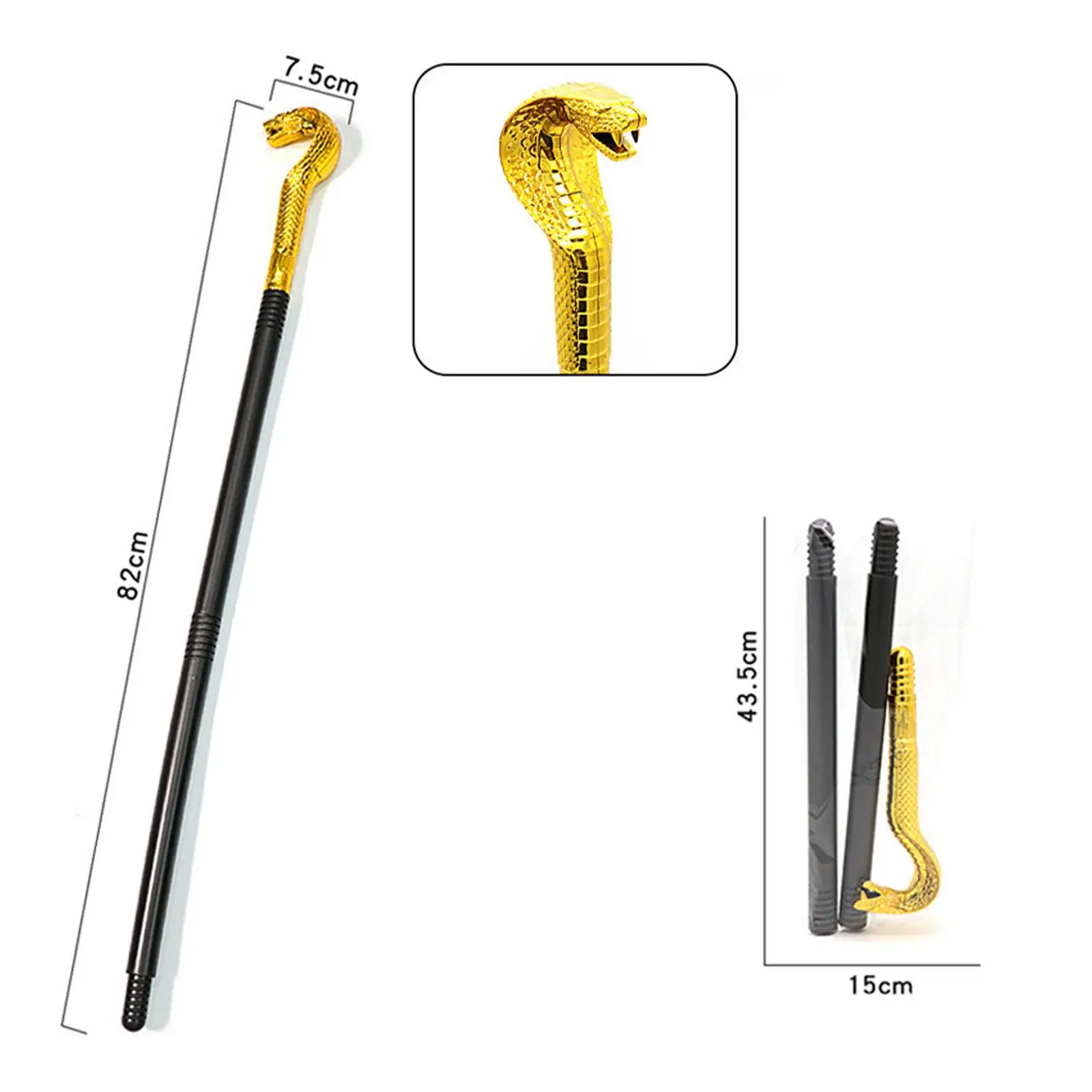 Snake Head Shaped Halloween Walking Cane Plastic Pharaoh Scepter Costume Accessory for Dress Up Event
