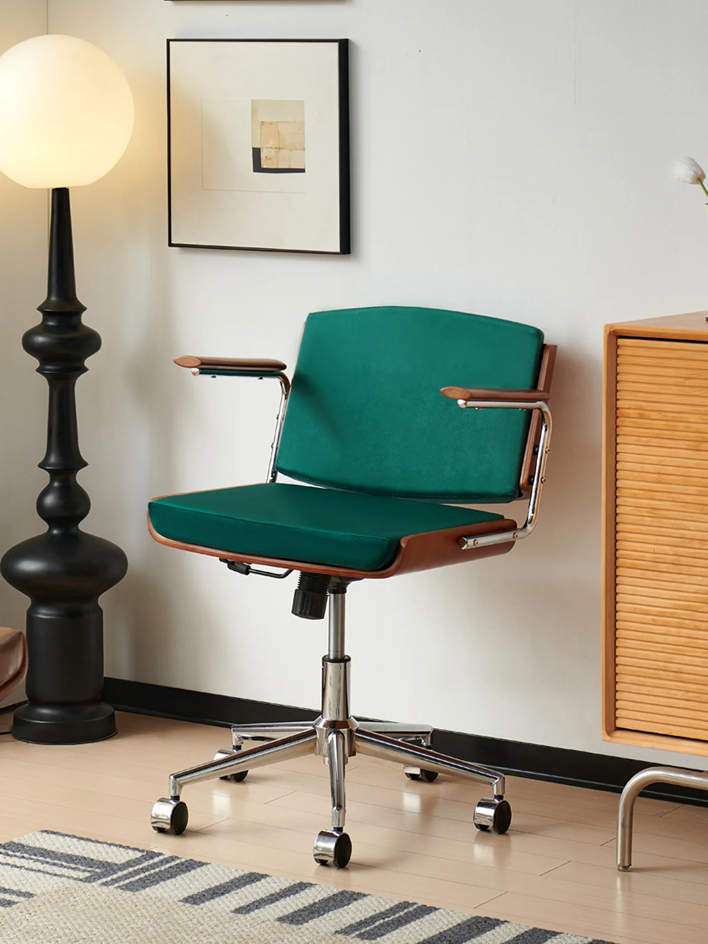 كرسي الكمبيوتر الرجعية للمنزل رفع كرسي مكتب دوار لغرفة النوم دراسة مسند الذراع كرسي ماكياج الظهر #1