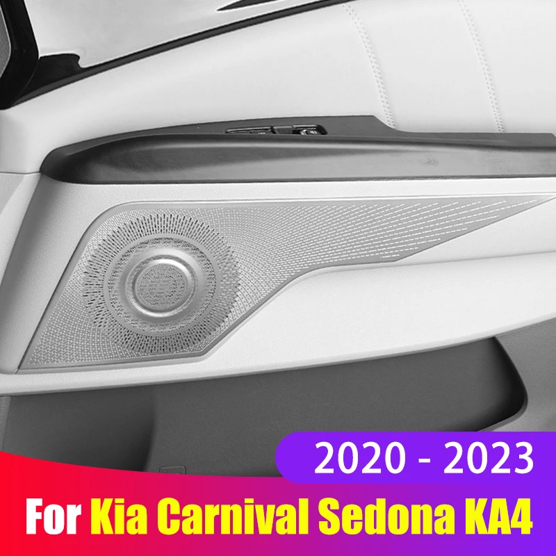 

For Kia Carnival Sedona KA4 2020 2021 2022 2023 Accessories 4pcs Car Door Audio Speaker Decor Cover Loudspeaker 3D Trim Stickers