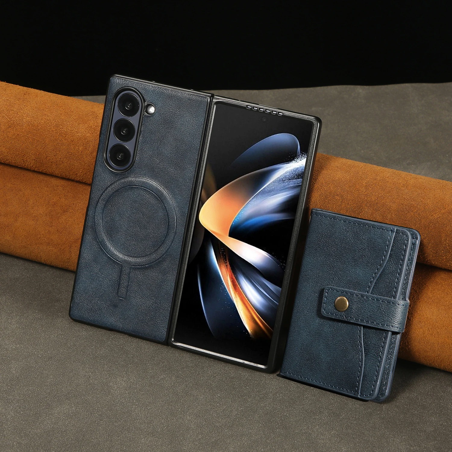 

High End PU Leather Material With Wallet And Card Holder Function Phone Protective Case Suitable For Samsung Z FOLD 3 4 5 6 7