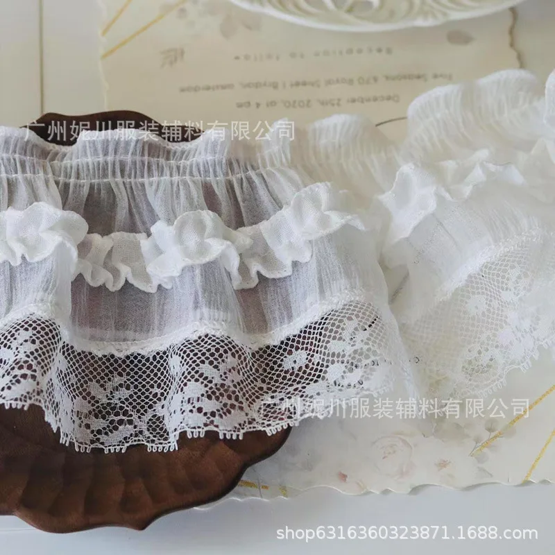 1 Yard 9cm wide white Ruffles Lace Trim Dress Skirt Decoration Lace Accessories Lace Ribbon